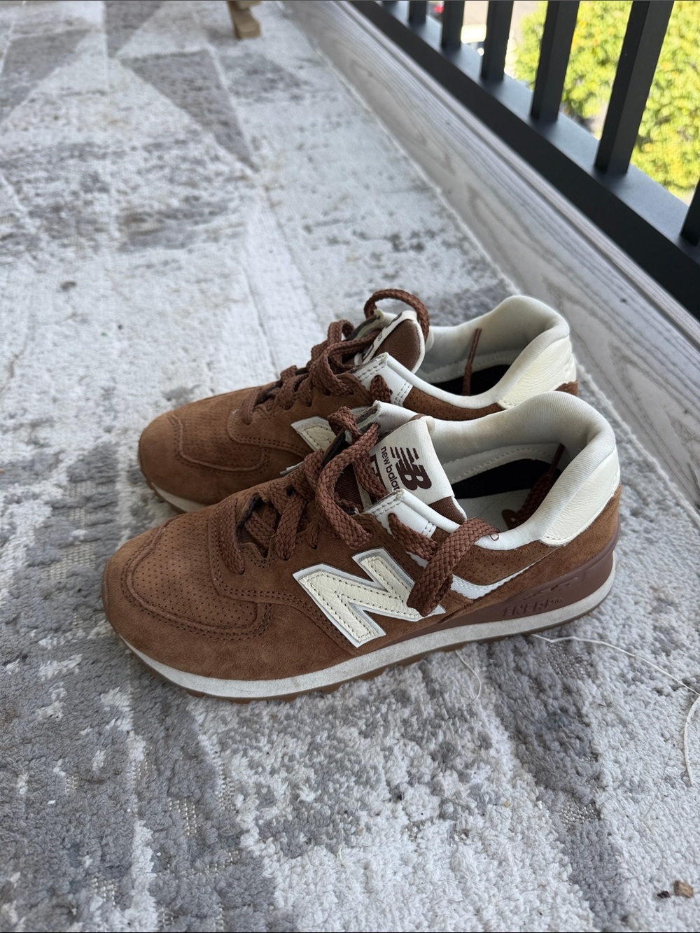 New Balance Brown Suede Lifestyle Sneaker with Cream Accents